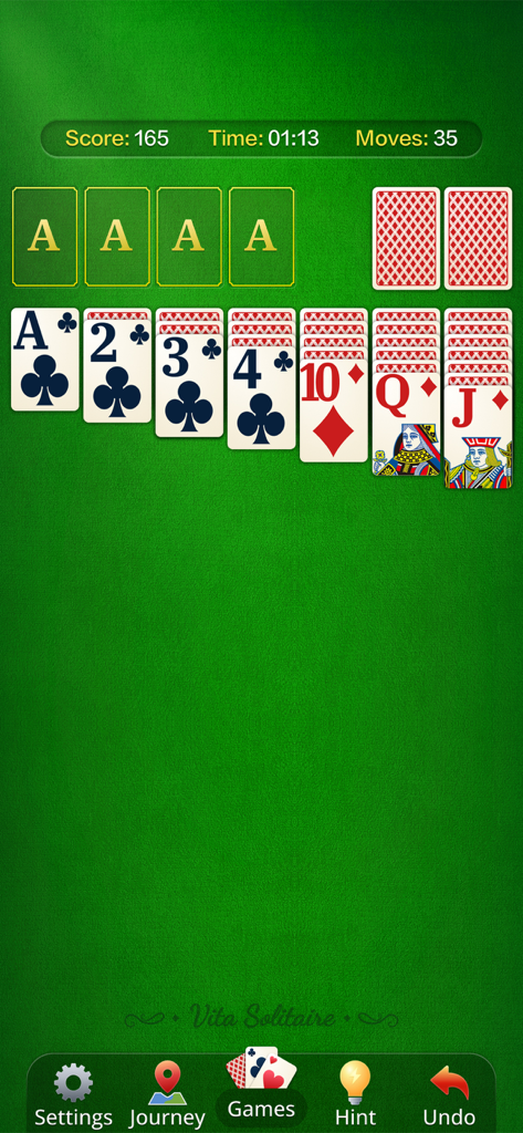 Vita Solitaire for Seniors - Vita Solitaire for seniors showing large cards and easy to read gameplay
