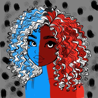 girl with curly hair realistic