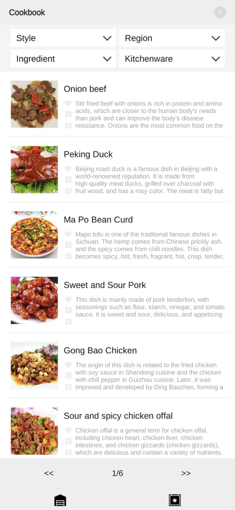 MapXT - MapXT app cookbook screen displaying various recipes with descriptions and photos