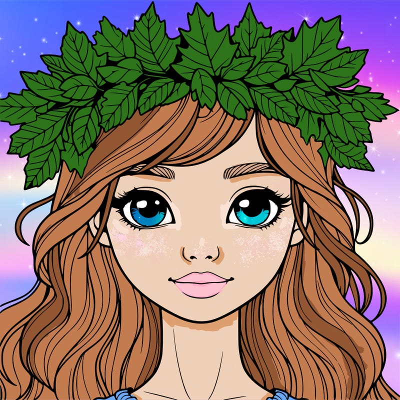 realistic girl with fall leaf crown