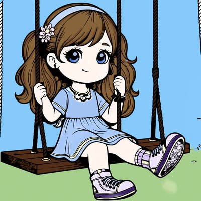 realistic girl sitting on a swing