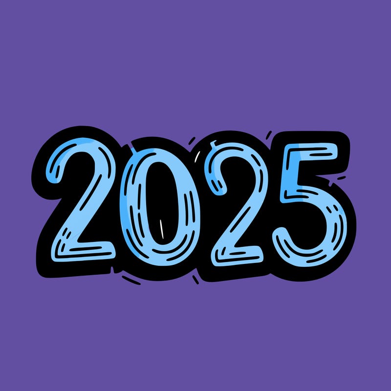 one line scrawled numbers sketch design “2025”
