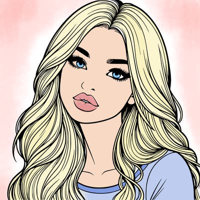 realistic girl with hair on her hair and lips