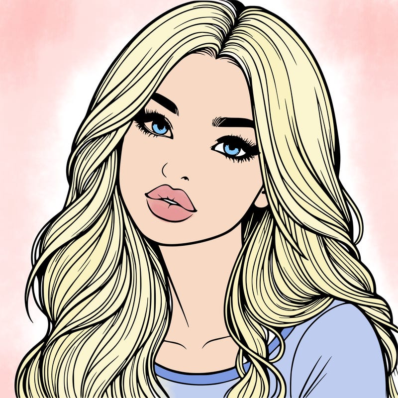 realistic girl with hair on her hair and lips