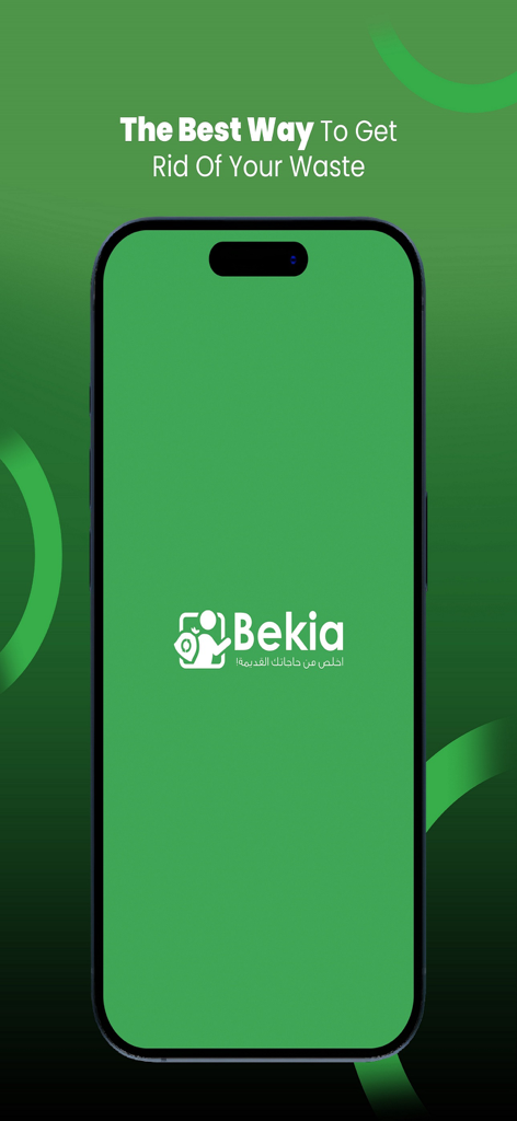 Bekia - Tela inicial do aplicativo Bekia com logo e slogan sobre remoção de lixo