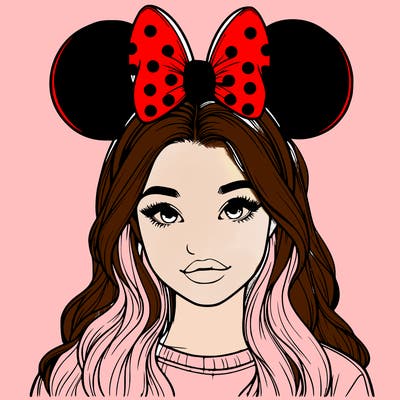 aesthetic realistic girl wearing mickey mouse ears