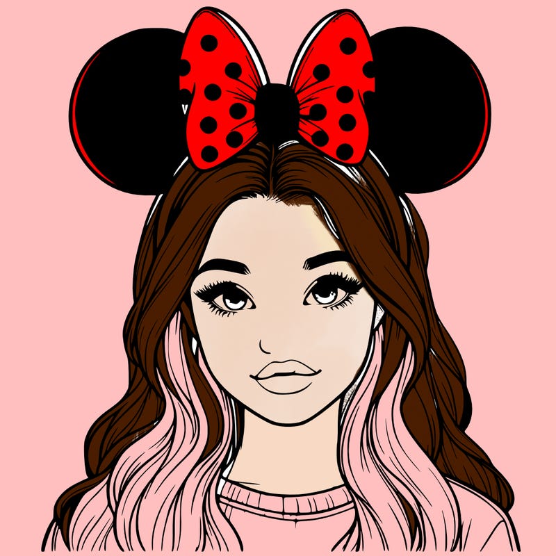 aesthetic realistic girl wearing mickey mouse ears