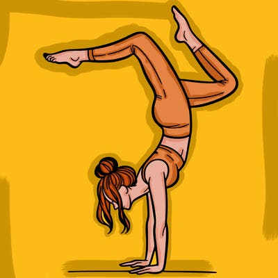 a woman doing a handstand