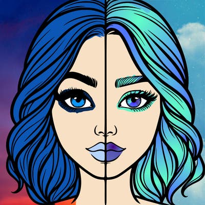 realistic girl split half