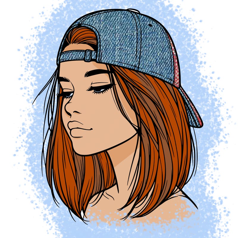realistic  girl with a backwards hat