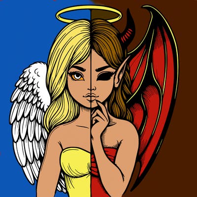 realistic angel half demon