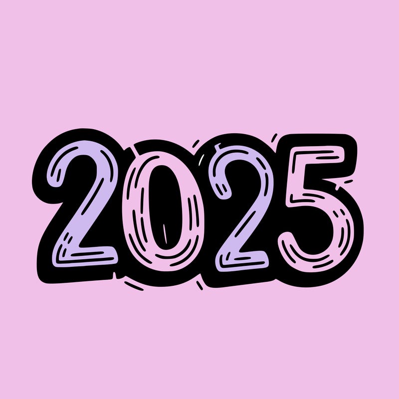 one line scrawled numbers sketch design “2025”