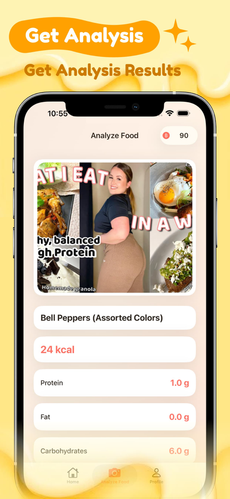 Bubbi - - Bubbi app displaying AI food analysis results for calories protein and carbs