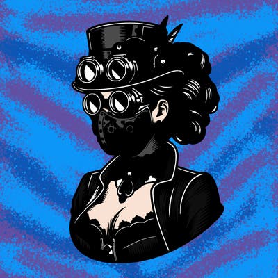 steam punk lady with mask realistic