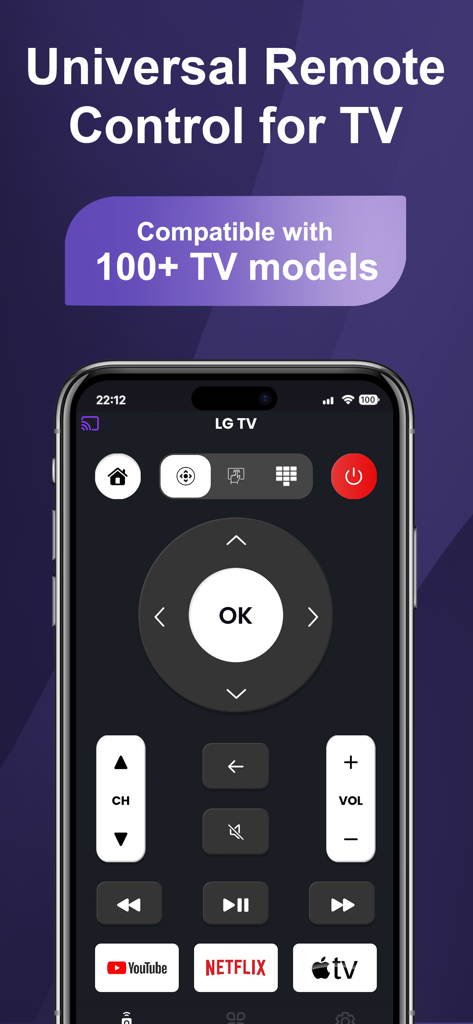 iRemote: Remote Control for TV - Universal remote control app interface on a smartphone for smart TVs