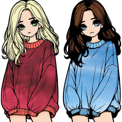 realistic girl with baggy sweater