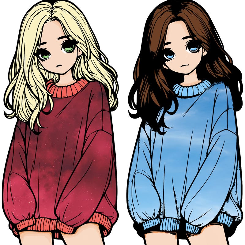 realistic girl with baggy sweater