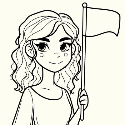 hot girl holding a flag