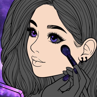 a realistic girl doing her makeup