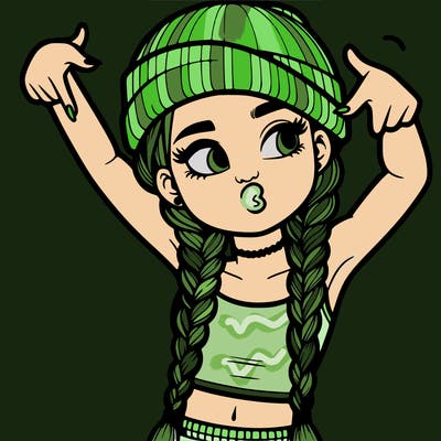 realistic teenage girl with braids and a beanie and crop top doing 🫶🏼