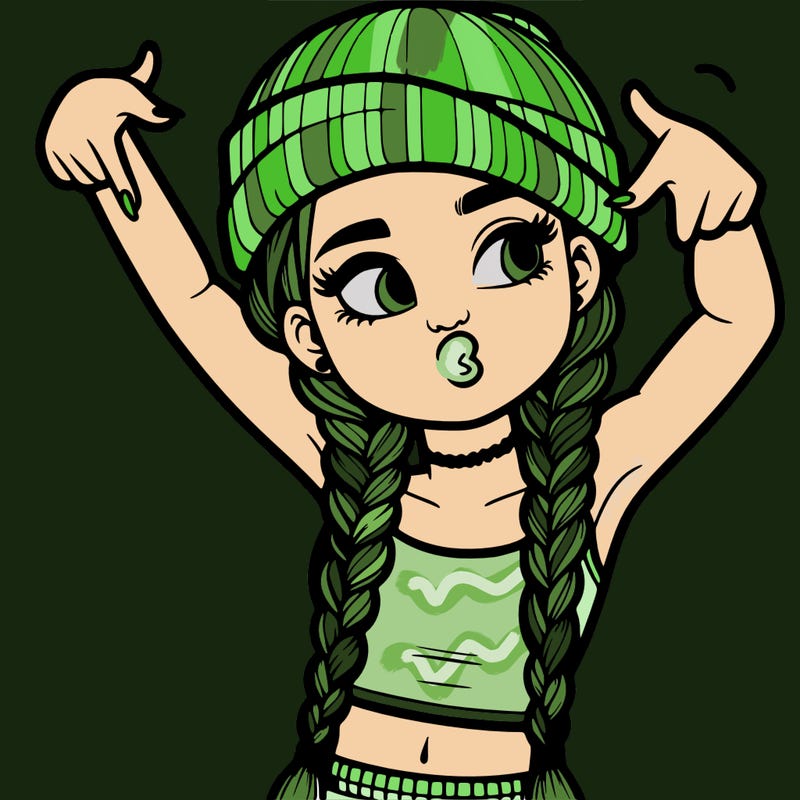 realistic teenage girl with braids and a beanie and crop top doing 🫶🏼