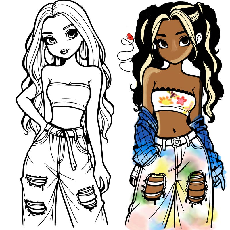 2 girls in crop tops and baggy jeans ripped