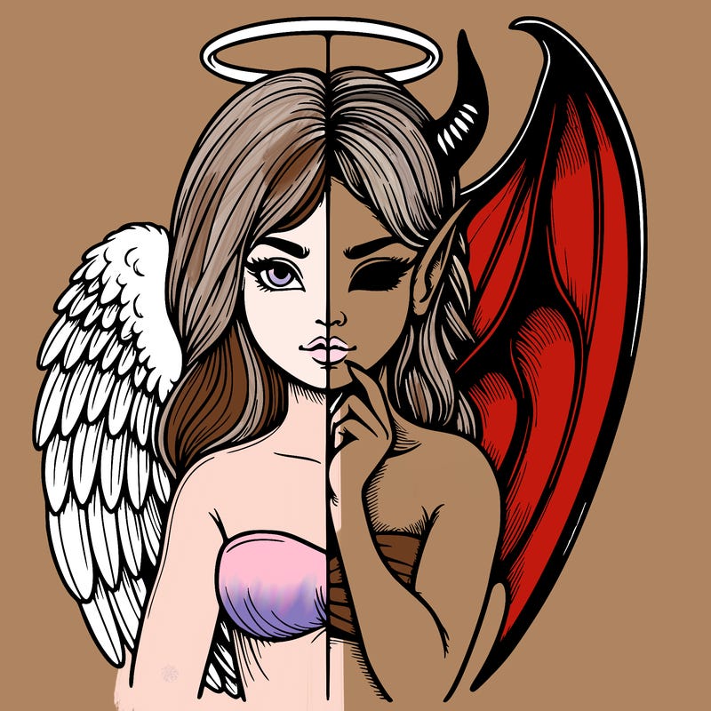 realistic angel half demon