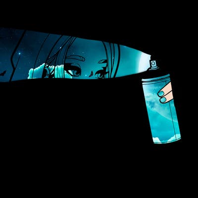 a realistic girl, spray painting