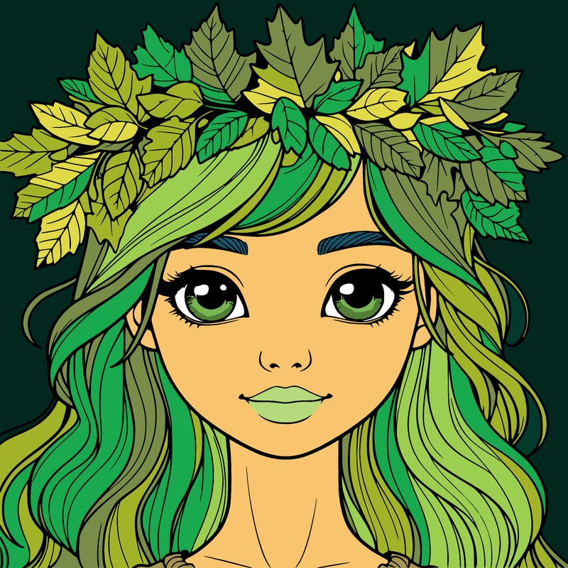 realistic girl with fall leaf crown