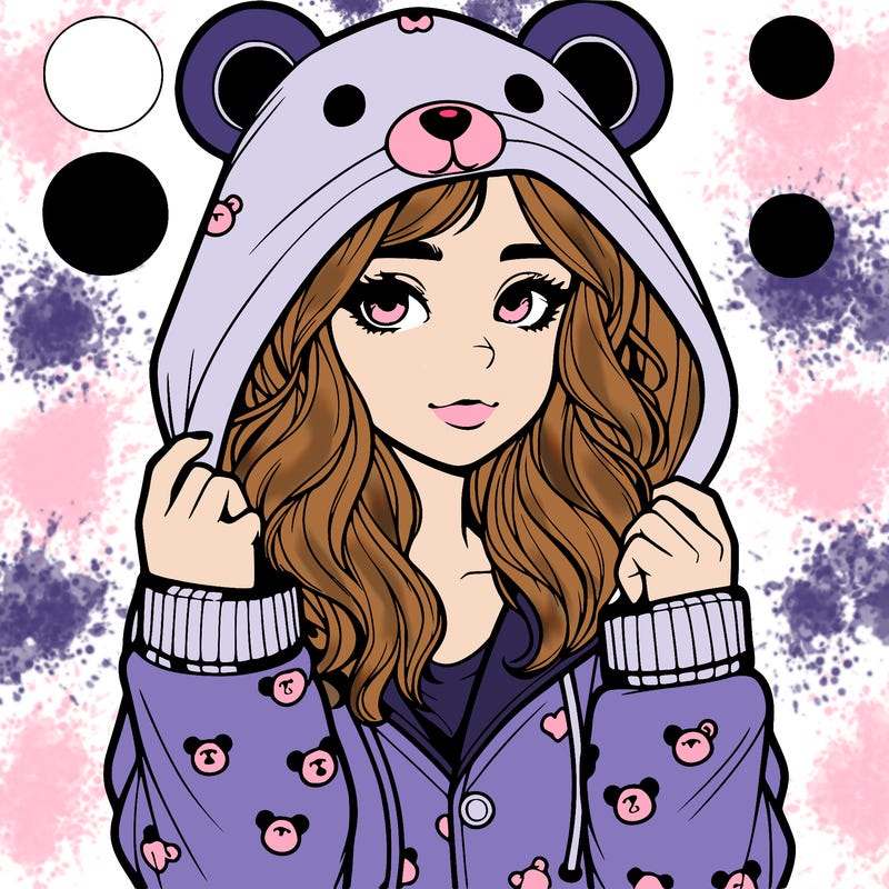 realistic girl in a animal pjs hoodie