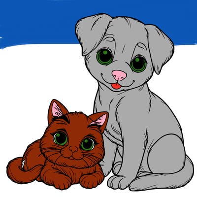 realistic cat and dog