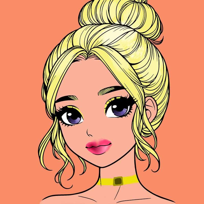 realistic pretty girl with hair in bun