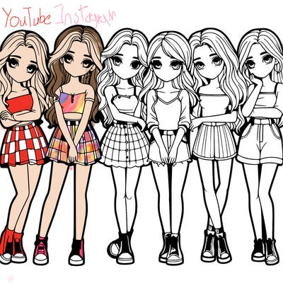 a group of girls realistic