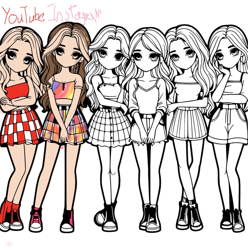 a group of girls realistic