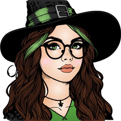 a witch with glasses realistic