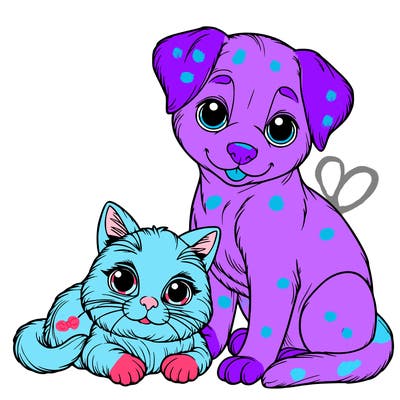 realistic cat and dog
