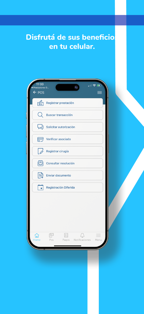 Prestadores OSDE - Interfaz de la aplicación Prestadores OSDE mostrando el menú principal para la gestión de servicios médicos