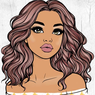 realistic girl with wavy hair and lips