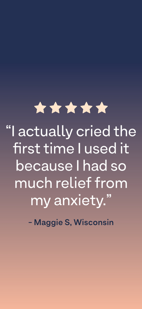 Breethe: Sleep & Meditation - Five star user review from Maggie S highlighting anxiety relief with the Breethe app