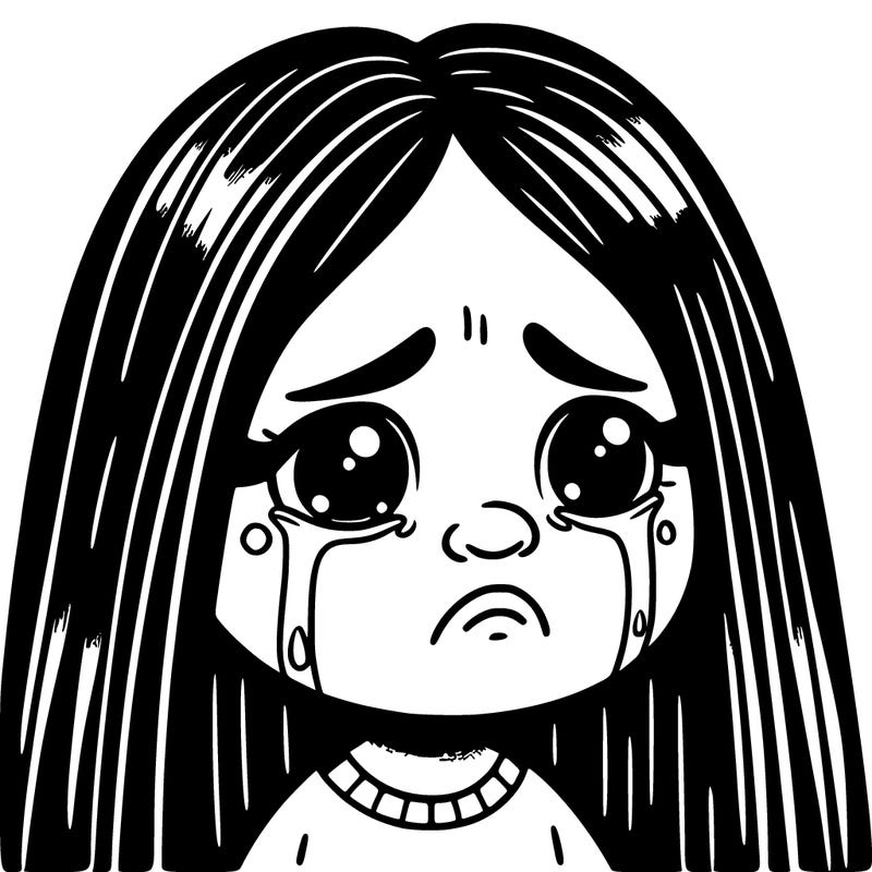 sad black girl with long hair crying close up