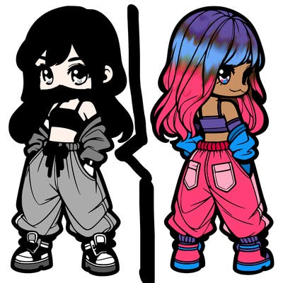 girl in crop top and baggy pants