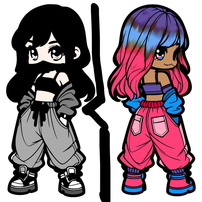 girl in crop top and baggy pants