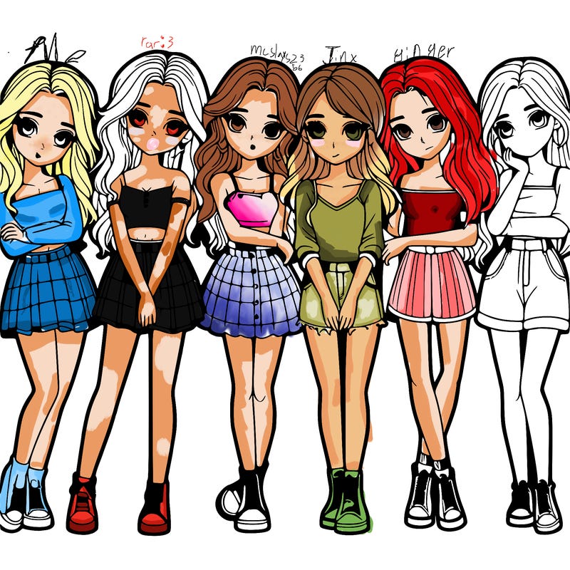 a group of girls realistic