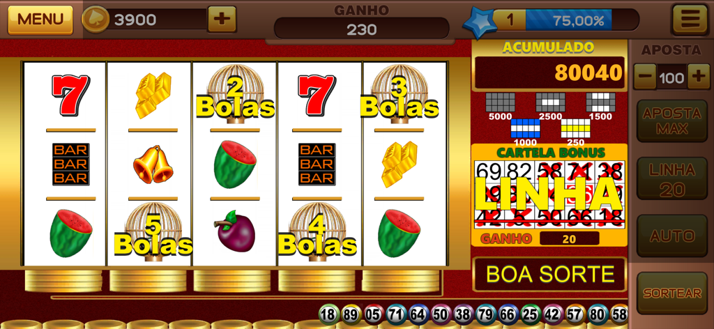 Halloween Caça Níquel - Gameplay of Halloween Caca Niquel showing a slot machine with a bingo card bonus win.