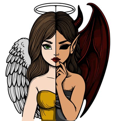 realistic angel half demon