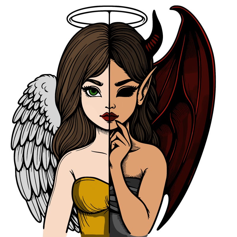 realistic angel half demon