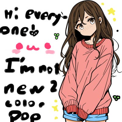 manga teen girl  in a sweater and baggy pants