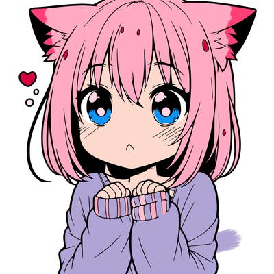 shy anime catgirl