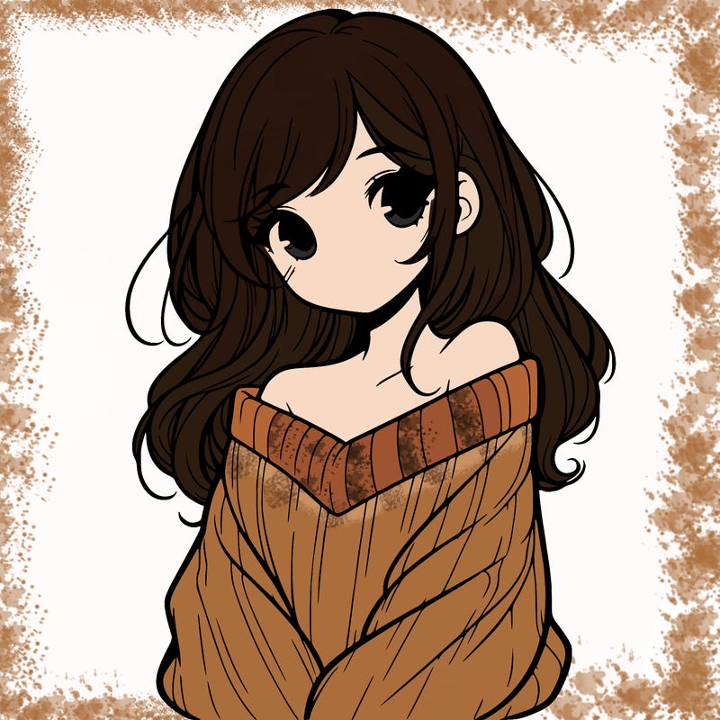 shy pretty girl wearing a sweater that is falling off one shoulder portrait