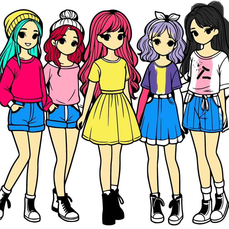 a group of five girls